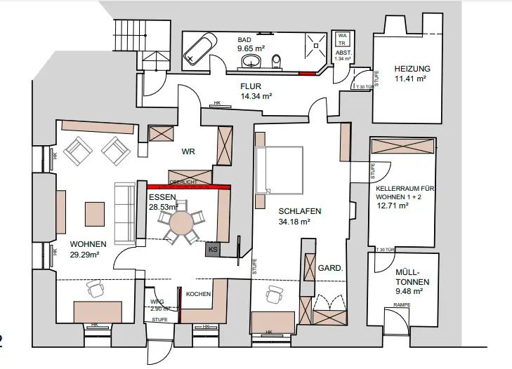***BAVARIA DOMIZILE: EXKLUSIV REPRESENTATIV: HELLE 2,5-ZIMMER-LOFT-WOHNUNG EG, MIT GEWÖLBE, ZUM WOHNEN, HOMEOFFICE, BÜRO