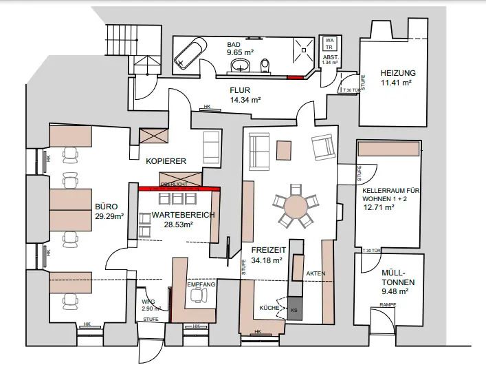 ***BAVARIA DOMIZILE: EXKLUSIV REPRESENTATIV: HELLE 2,5-ZIMMER-LOFT-WOHNUNG EG, MIT GEWÖLBE, ZUM WOHNEN, HOMEOFFICE, BÜRO