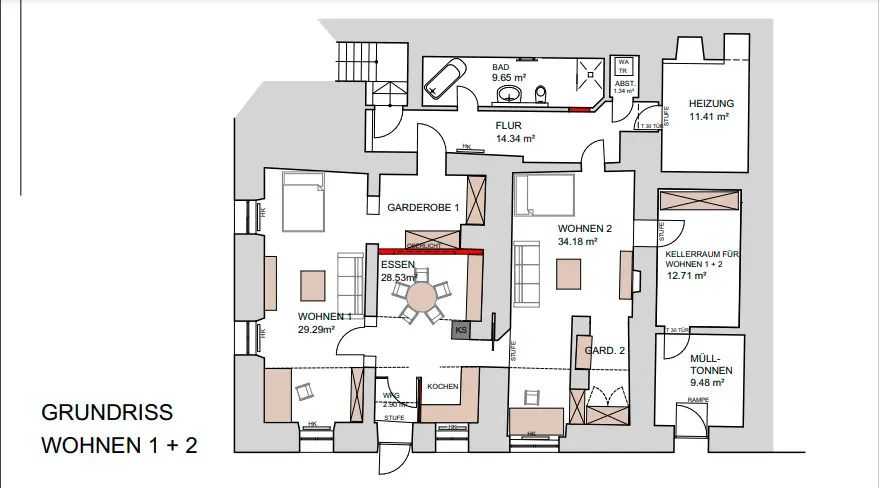 ***BAVARIA DOMIZILE: EXKLUSIV REPRESENTATIV: HELLE 2,5-ZIMMER-LOFT-WOHNUNG EG, MIT GEWÖLBE, ZUM WOHNEN, HOMEOFFICE, BÜRO