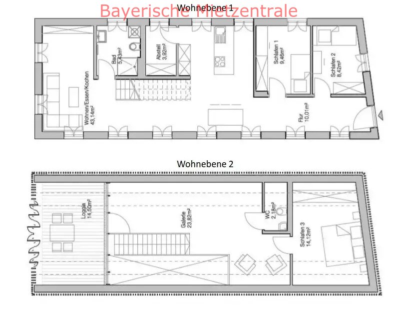 ***BAYERISCHE MIETZENTRALE: Helle 5-Zimmer-Maisonette-Wohnung mit Galerie und Loggia!!!***